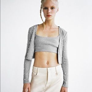 NWT Zara Pearl Cardigan Set